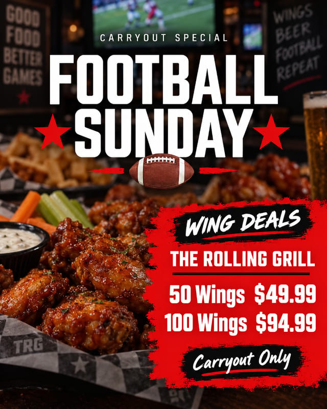 Sunday Football Wings -100 Wings.