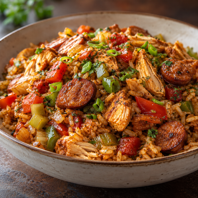 Smoked Chicken & Sausage Jambalaya.